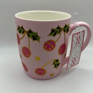NEW Pink Christmas Winter‎ Cherry Holly Bells Soft Matte Touch Mug